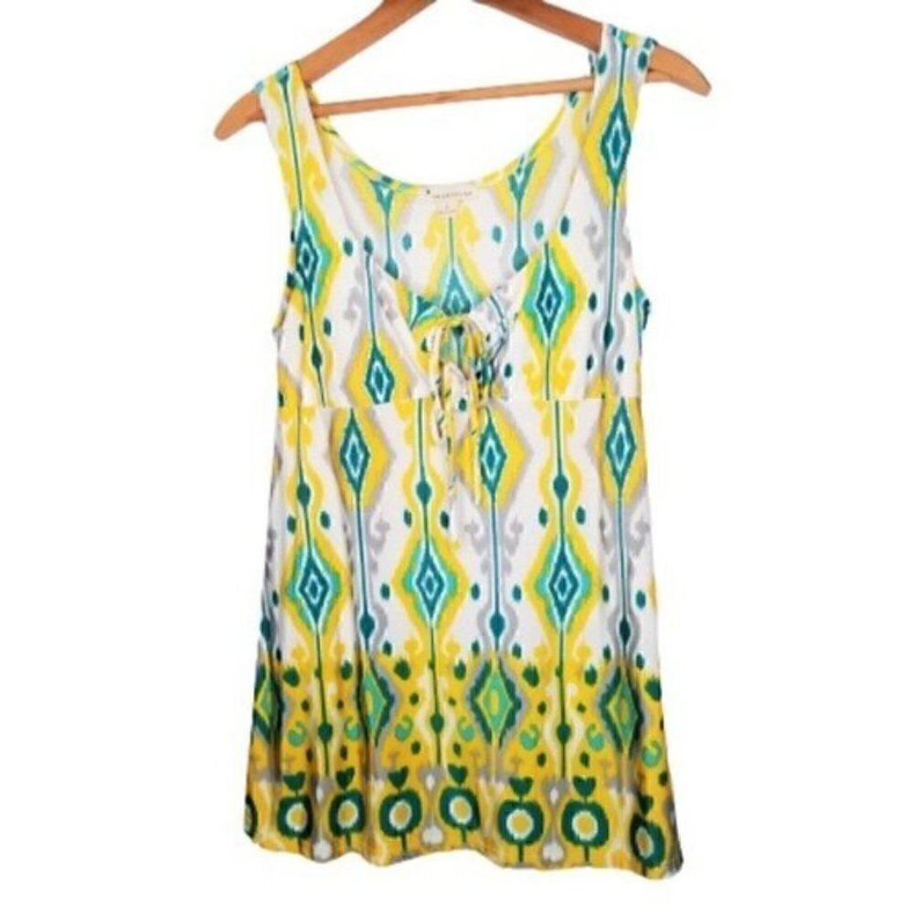 4/$25 Twenty One Green & Yellow Aztec Tank Top